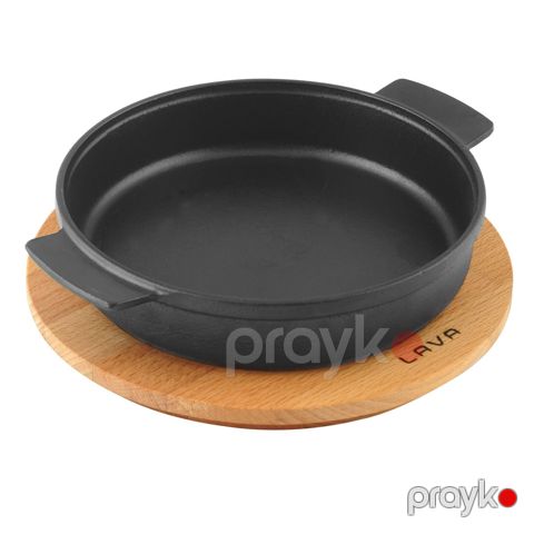 Tava Lava Metal, 20 x 21,5 x 5,5 sm, çuğun, taxta altlıqda, 640 ml, qara - LV ECO GV 17 K4 — Bakı