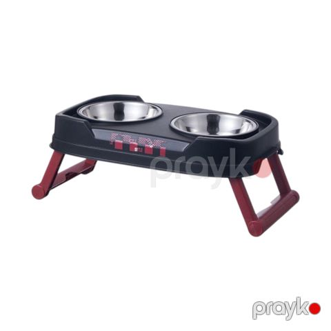 Pişiklər və itlər üçün yem və su qabı dəsti M03, plastik/polad, qara, 500 ml — Bakı