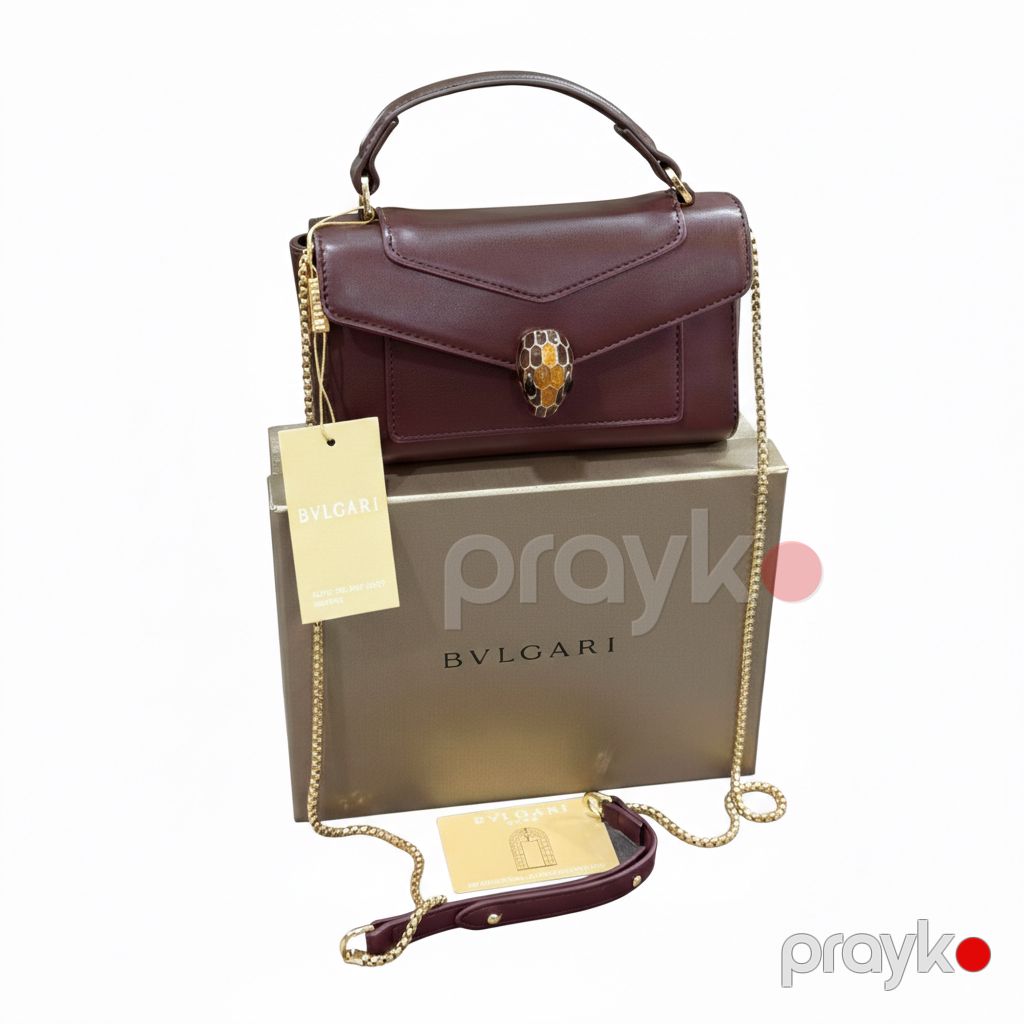 Bvlgari Serpenti Forever – Bordo Dəri Çanta 20 sm — Çantalar, çamadanlar, cüzdanlar, Bakı (2)