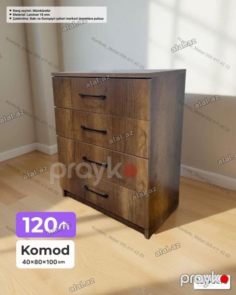 Komod – 4 çekmecəli Ölçülər: 40 80 100 sm Material: 18 mm — Bakı