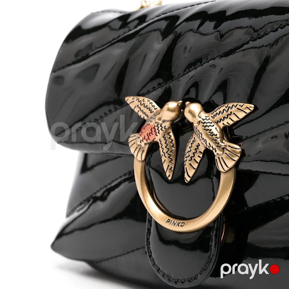 Pinko Baby Love Bag Puff – Qara Patent Dəri Çiyin Çantası — Çantalar, çamadanlar, cüzdanlar, Bakı (6)