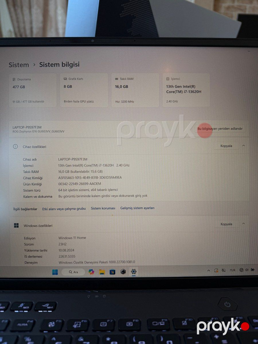 Asus ROG Zephyrus G16 GU603W-G16.I74060 — Noutbuklar, Bakı (12)