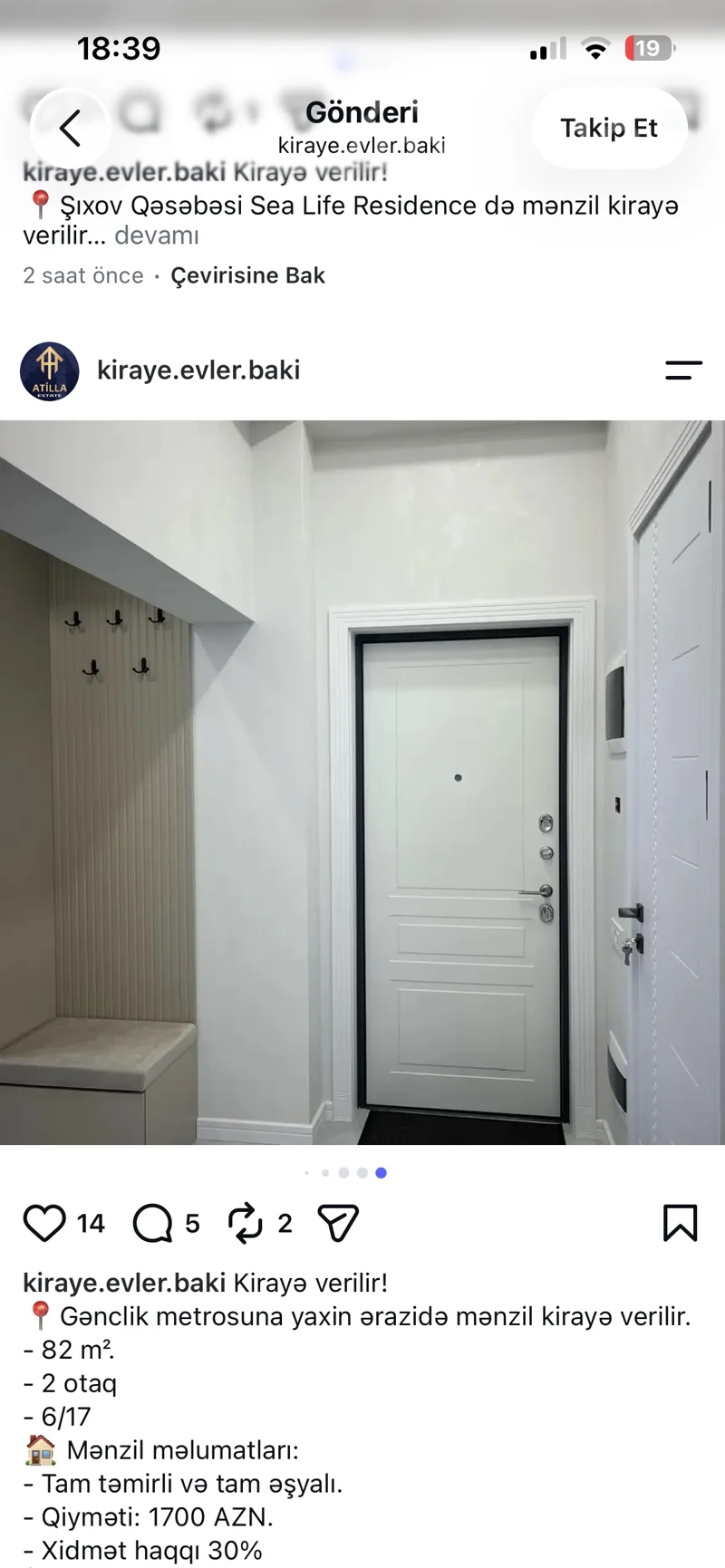 2 otaqlı mənzil, 83 m², Gənclik — kirayə — Mənzil, Bakı (8)
