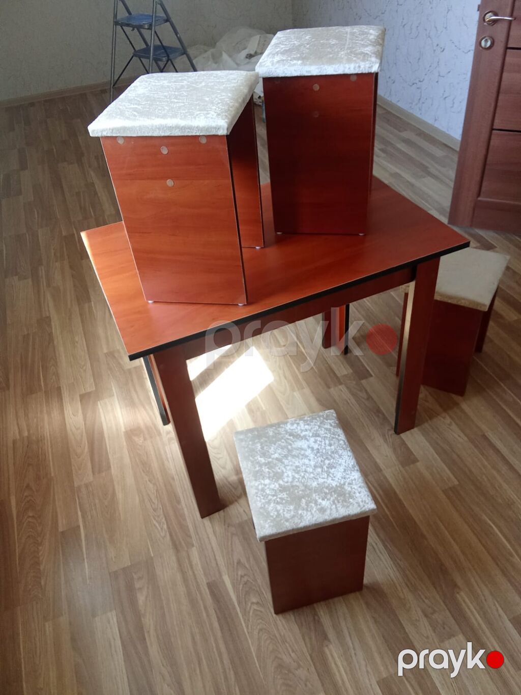 Mətbəx üçün, Yeni, Açılmayan, Dördbucaq masa, 4 stul — Masalar və stullar, Qobu (7)