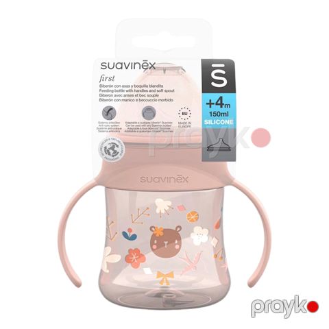 Uşaq üçün su qabı Suavinex Into The Forest, 150 ml, 4 aydan, tutacaqlar ilə, çəhrayı — Bakı