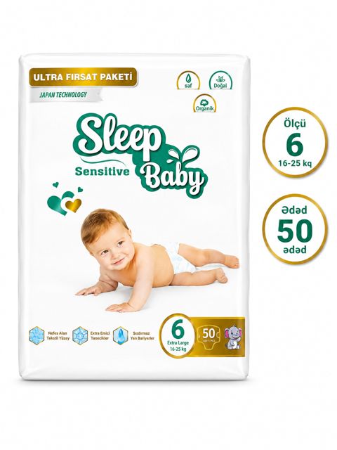 Uşaq bezi Sleep Baby Sensitive Extra Large, ölçü 6, 50 əd — Bakı