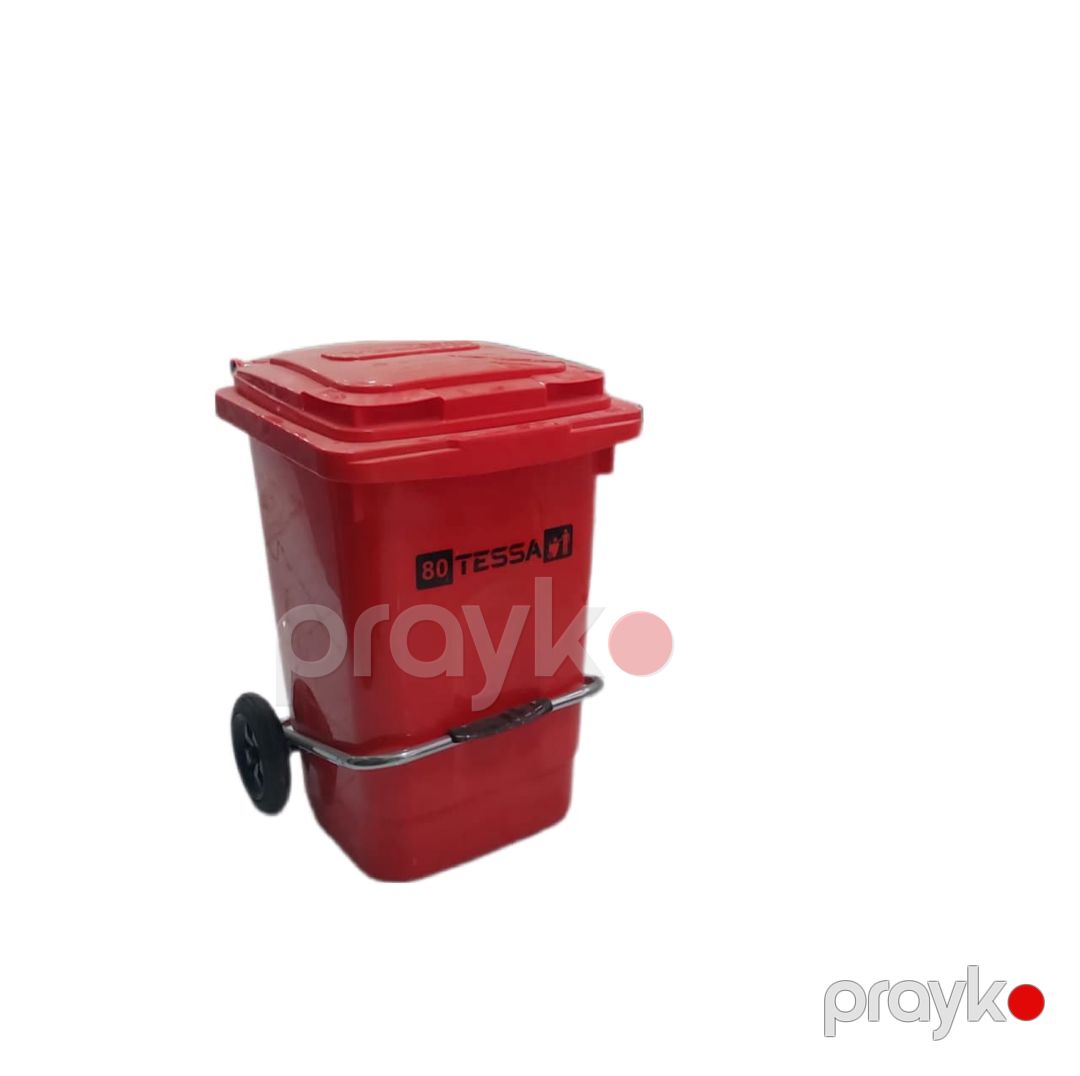 Zibil qabı Tessa, pedallı və təkərli, 80 l, qırmızı — Mallar, Bakı (2)