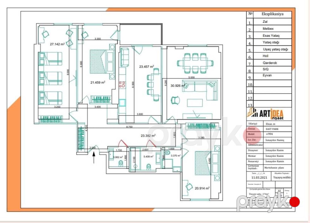 Satılır 4 otaqlı yeni tikili 176 m² — Mənzil, Bakı (3)