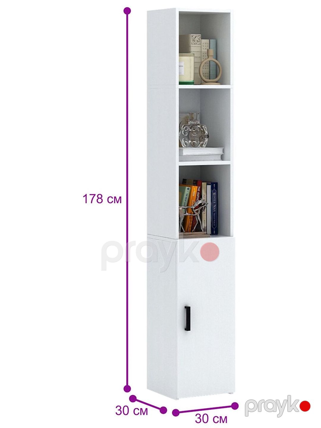 Stellaj 3563_StellajVBookWhite 178x30x30 sm, Ldsp, ağ — Mallar, Bakı (3)