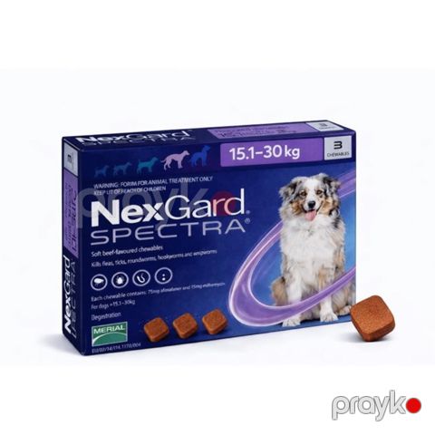 Çeynəyici həb NexGard Spectra L 15-30 kq çəki ilə itlər üçün, gənə, helmint və birə əleyhinə, 1 həb, qiymət 1 ədəd üçündür — Bakı