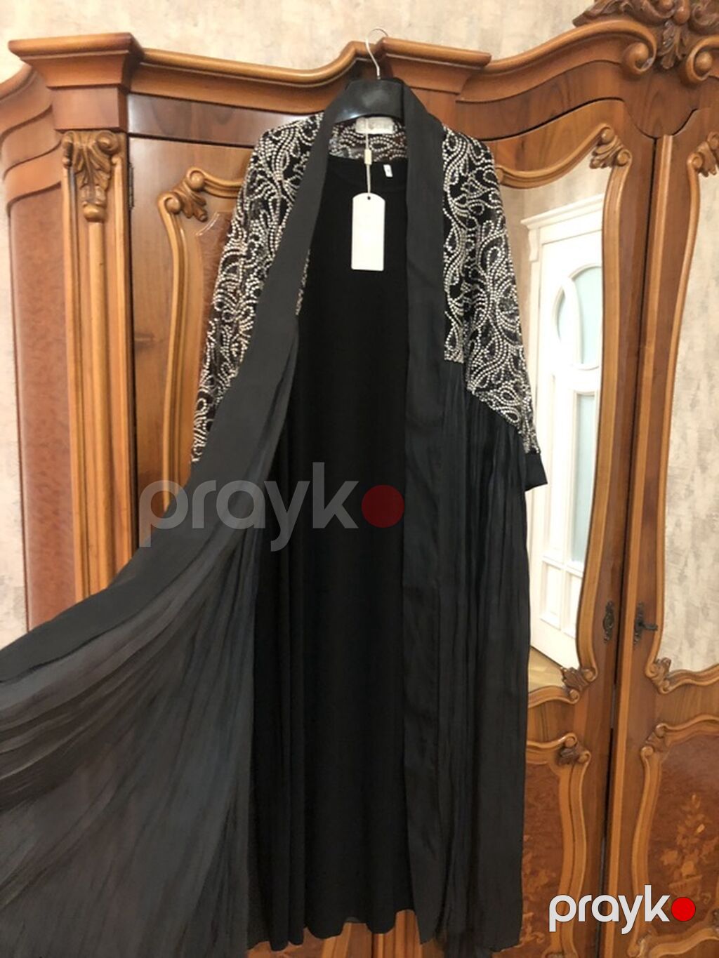 Zərif abaya/kimono üslublu qadın üst geyimi - Rəng: qara - Üst hissə — Coqlar və zaqetlər, Bakı (5)