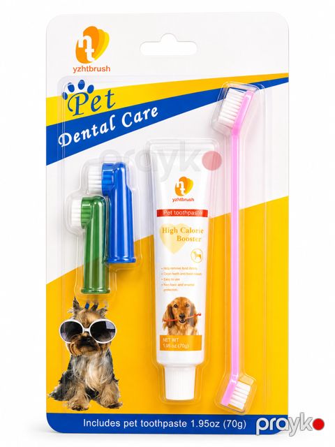 Dişlərə qulluq dəsti (diş məcunu + diş fırçası + barmağa taxılan diş fırçası) Pet Dental Care, 4 əd — Bakı