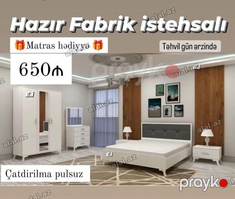 Yataq otağı dəsti – Hazır fabrik istehsalı Komplekt: - Ikinefərlik — Bakı