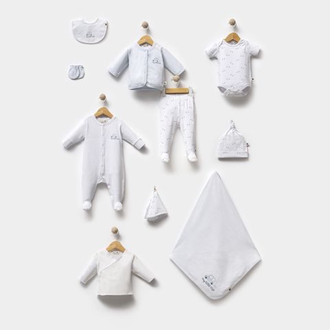 Yenidoğulanlar üçün dəst FunnaBaby Little Trip, orqanik pambıq, mavi, 0-3 ay, 10 parça — Bakı