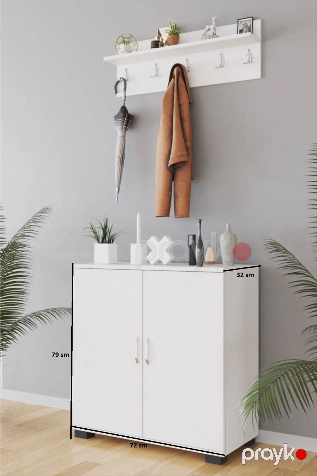Ayaqqabı üçün tumba dəsti Ev Plus Haüs, Ldsp, ağ, 79x72x32 sm — Mallar, Bakı (3)