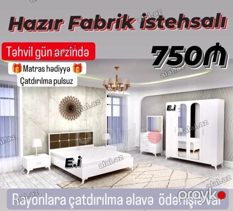 Yataq otağı dəsti – Hazır fabrik istehsalı Dəst daxilində: - Çarpayı — Bakı