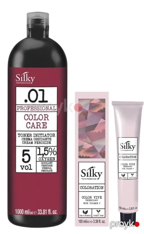 Saç boyası Silky Color 77.44 100 ml + Silky Color oksidant 5 Vol 1,5% 1000 ml — Bakı