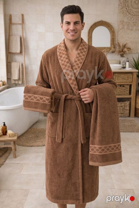 Kişilər üçün hamam dəsti 7733, qəhvəyi, bambuk, ölçü One size