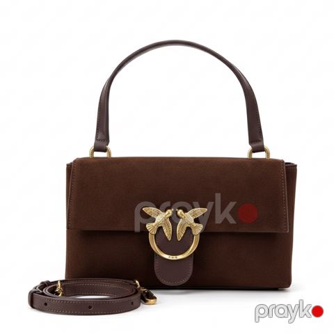 Pınko Love Bag Suede – Şokolad Rəngli Təbii Zamşa Qadın Çantası — Bakı