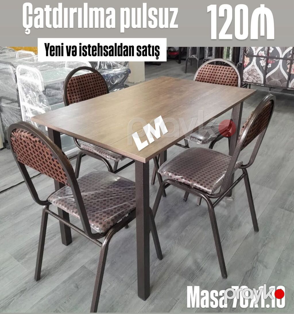 Kvadrat masa, Stullar ilə, 4 nəfər — Mobilya dəstləri, Bakı (2)