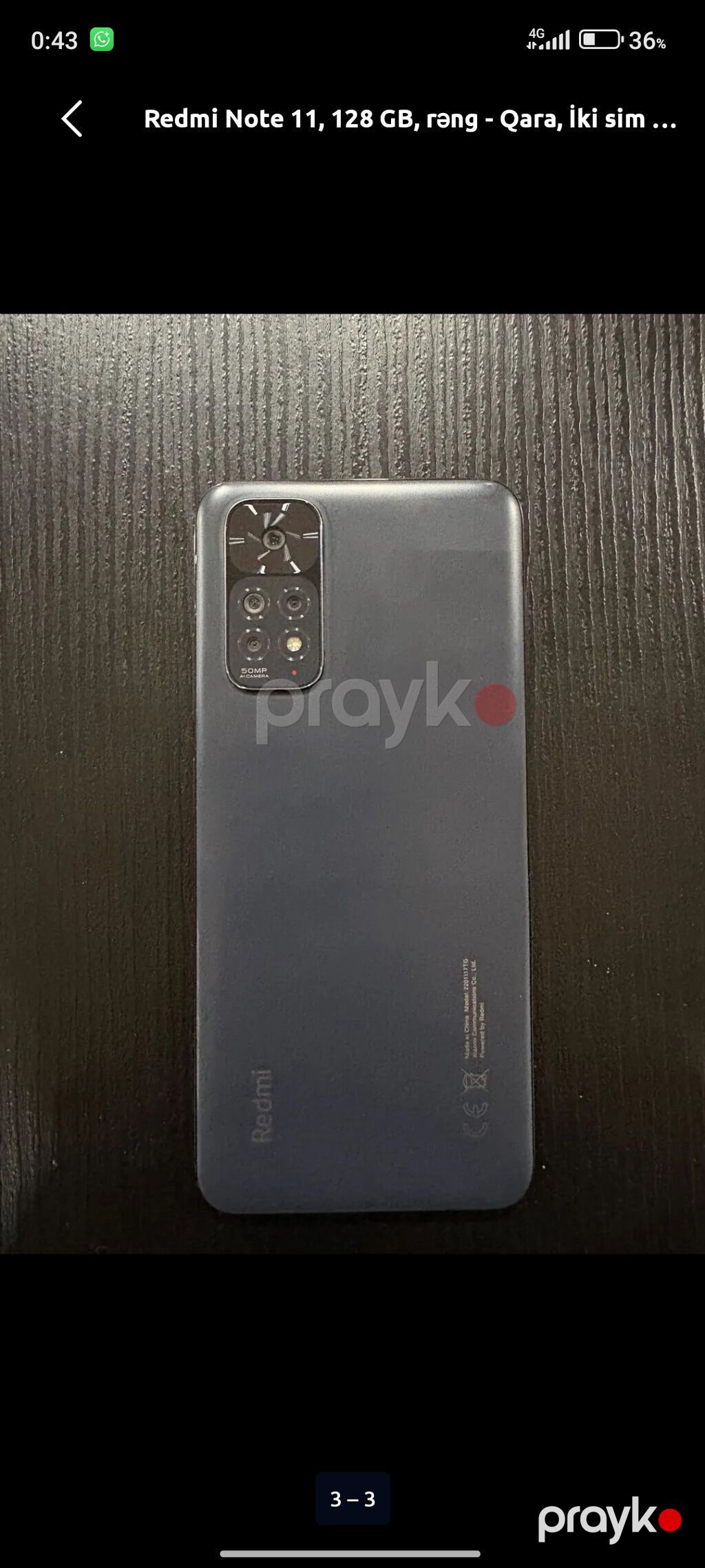 Redmi Note 11, 128 GB, rəng - Boz, Sensor, Barmaq izi, İki sim kartlı — Xiaomi, Mingəçevir (2)