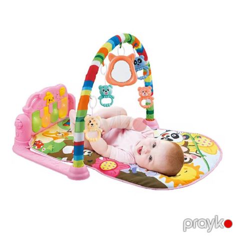 Uşaqlar üçün musiqili oyun xalçası EZ-004, parça/plastik, çəhrayı, 100x80 sm — Bakı