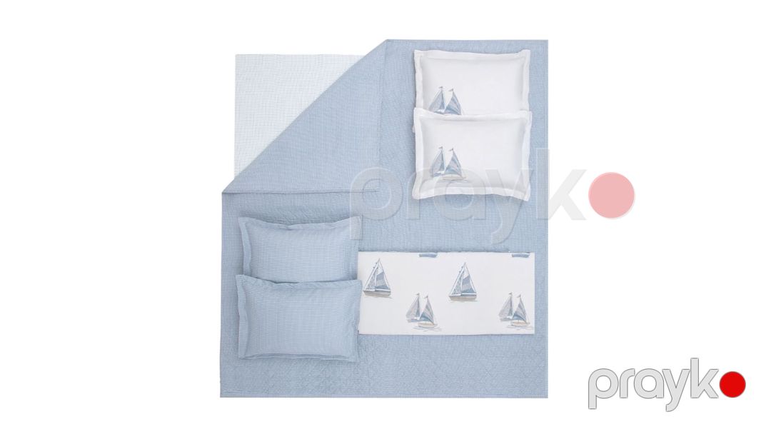 Örtük və yastıq üzü dəsti Yataş Morian, pike 200x220 sm, örtük 220x230 sm, mələfə 160x200 sm, yastıq üzü 50x70 sm 4 əd, ikinəfərlik, pambıq/bambuk, İndigo — Mallar, Bakı (2)