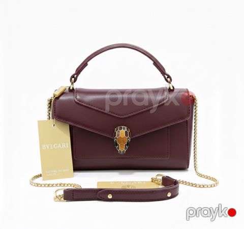 Bvlgari Serpenti Forever – Bordo Dəri Çanta 20 sm
