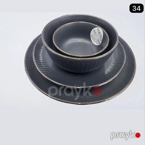 Süfrə qab-qacaq dəsti 911miv, keramika, boz/qızılı, 4 nəfərlik, 16 parça — Bakı
