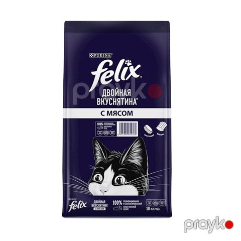Quru yem Felix "Двойная Вкуснятина" ət ilə yetkin pişiklər üçün, 10 kq — Bakı