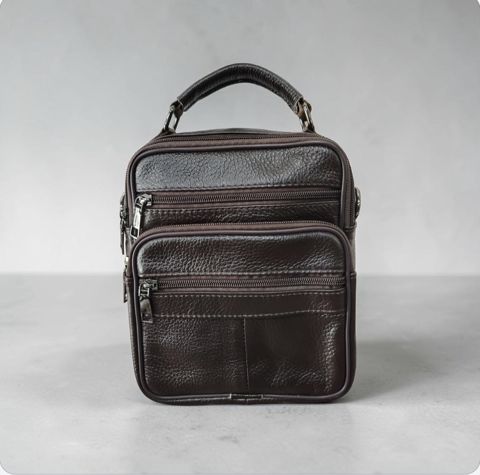 Kroos-bodi çantaları v469, qəhvəyi, dəri, 17.5x22.5 sm — Bakı