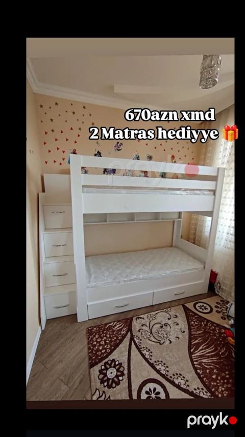 Oğlan və qız üçün, Yeni, Çarpayı, Matras ilə, Siyirməli