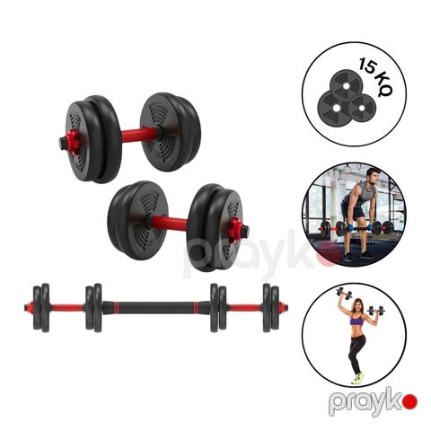 Plastik qantel-ştanq dəsti 15 kq ‎East Sport 2147/2, 7.5 x 7.5 kq — Bakı