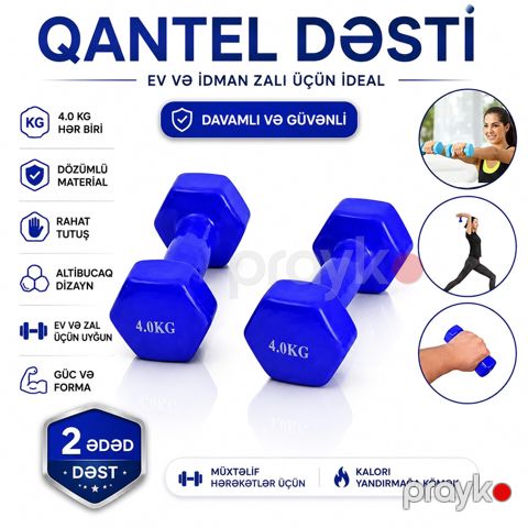 Qantel dəsti FD58, göy, 2х4 kq — Bakı