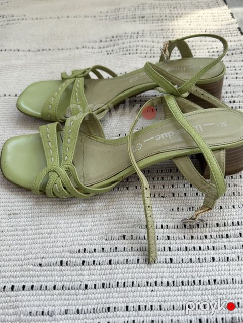 Lime due dəri sandal - Rəng: açıq yaşıl (lime) - Material: Natural — Bakı