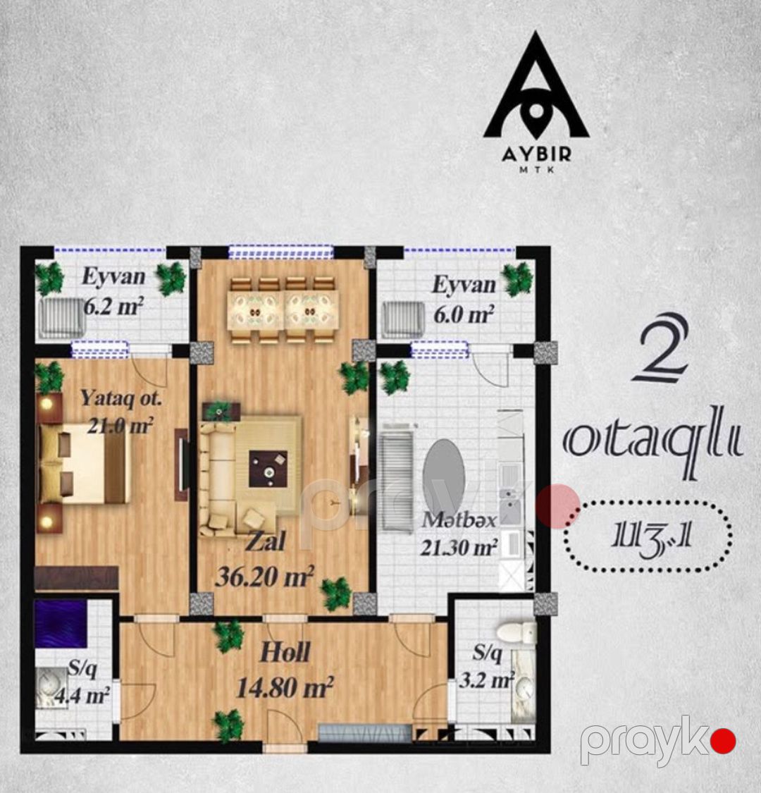 Satılır 2 otaqlı yeni tikili 113.1 m² — Mənzil, Bakı (4)