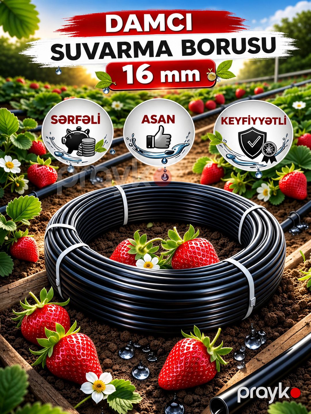 Damcı suvarma borusu, 16/30 sm, 2 litr, 400 m — Mallar, Bakı (2)