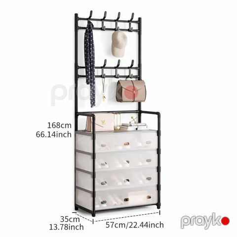 Ayaqqabı üçün rəf 6110, qara, metal, 168х57х35 sm — Bakı