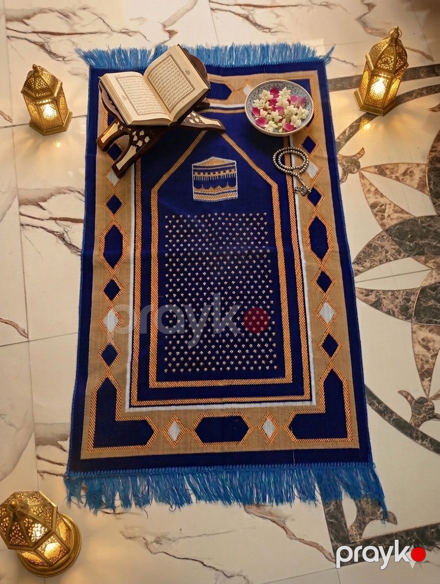 Namaz xalçası, məxmər/ipək, göy, 110x70 sm — Mallar, Bakı (2)