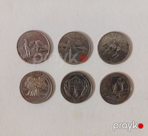 ABŞ Quarter Dollar kolleksiyası – 6 ədəd tematik rüb dolları (25 sent) — Bakı