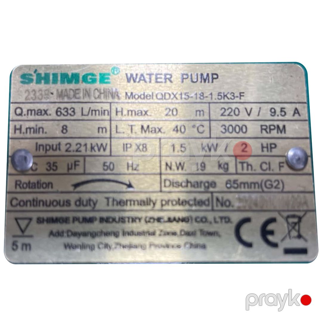 Drenaj nasosu Shimge QDX15-18-1.5 K3-F 2338 — Mallar, Bakı (2)