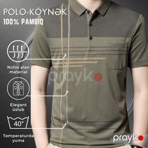 Kişilər üçün polo EB_778, yaşıl, pambıq, ölçü L — Bakı