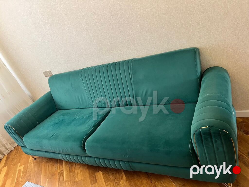 Yaşıl-mavi rəngdə 3-lü dəst: 1 ədəd 4 neferlik divan və 2 ədəd kreslo — Yumşaq mobilya dəstləri, Bakı (7)