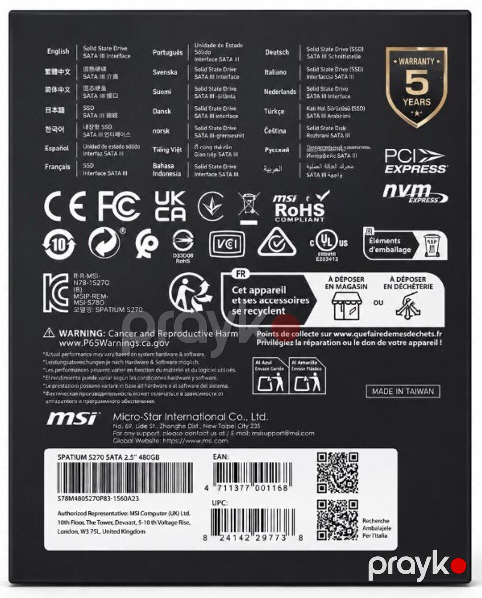 SSD msı spatıum S270 480GB, sata 2.5 — Kompüterlər və noutbuklar, Bakı (2)