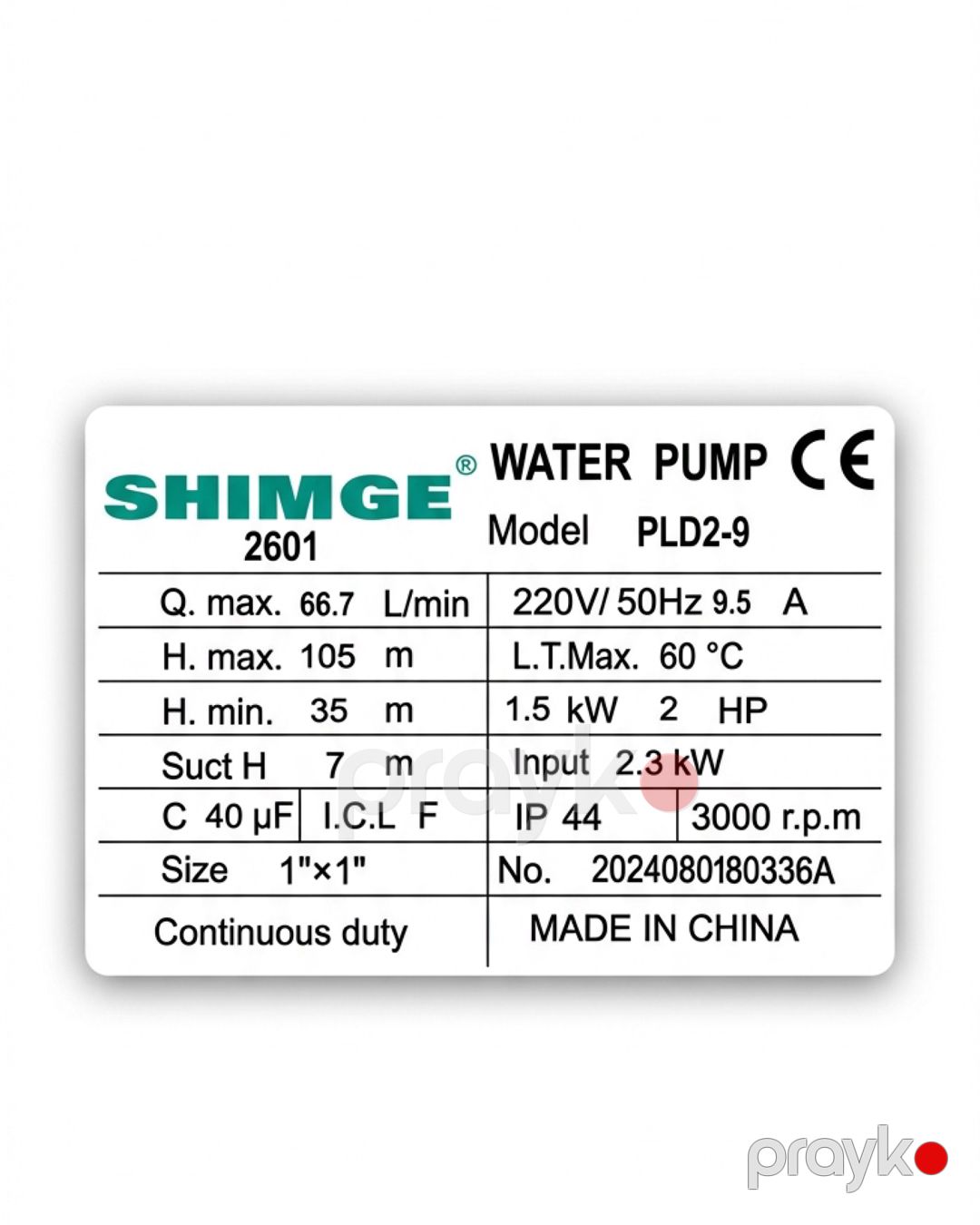 Səthi vertikal nasos Shimge PLD2-9 — Mallar, Bakı (2)