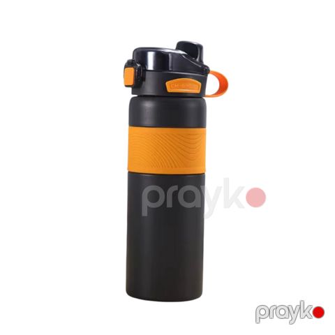 İdman su qabı 020007, paslanmayan polad, 600 ml, qara/narıncı — Bakı