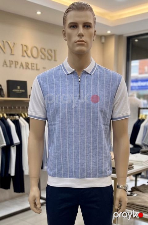 Kişilər üçün polo 2370667. mavi, kətan, ölçü 4XL — Bakı