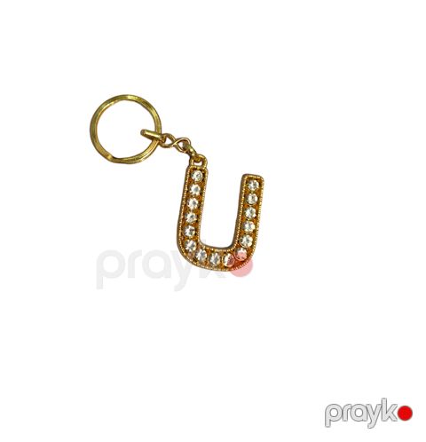 Açar üçün brelok U hərfi, 3x4 sm, metal, qızılı — Bakı