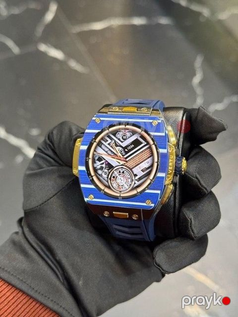 Smart saat "vertu watch blue carbon gold blue strap 2025" Vertu