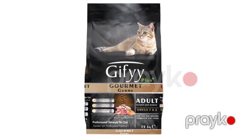 Quru yem Gifyy Premium Adult Cat Gourmet, yetkin pişiklər üçün, quzu, balıq və toyuq əti ilə, 15 kq — Bakı